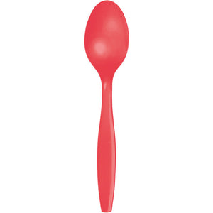 Bulk Pack of 48 Coral Plastic Spoons