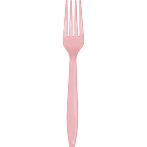 Bulk Pack of 48 Classic Pink Plastic Forks