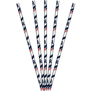 Bulk Pack of 48 New England Patriots Paper Straws