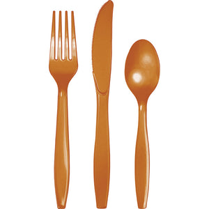 Bulk Pack of 48 Pumpkin Spice Orange Assorted Plastic Cutlery