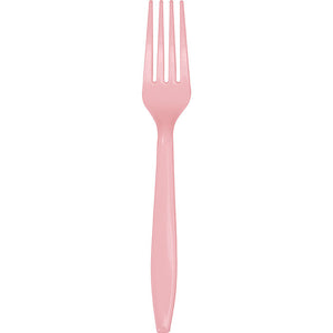 Bulk Pack of 100 Classic Pink Plastic Forks