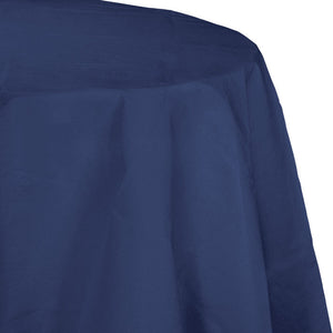 Bulk Pack of 2 Navy 82" Round Polylined Tissue Tablecover