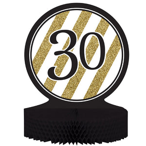 Bulk Pack of 2 Black & Gold 30th Birthday Centerpiece