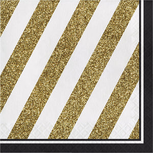 Bulk Pack of 32 Black & Gold Napkins