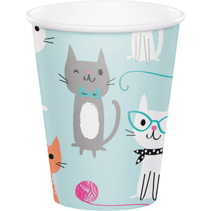 Bulk Pack of 16 9 Oz Purr-Fect Party Hot/Cold Paper Paper Cups