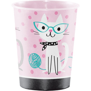 Bulk Pack of 4 16 oz Purr-Fect Cat Party Plastic Keepsake Cup