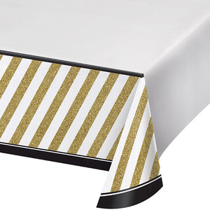 Bulk Pack of 2 Black & Gold Plastic Tablecover Border, 54" X 102"