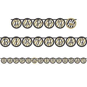 Bulk Pack of 2 Black & Gold Ribbon Banner