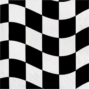 Bulk Pack of 36 Black & White Check Napkins