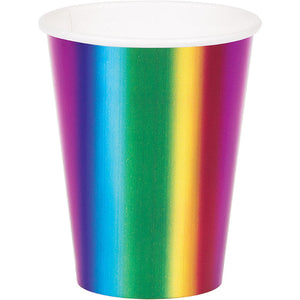 Bulk Pack of 16 Rainbow Foil Hot/Cold Paper Cups 9 Oz