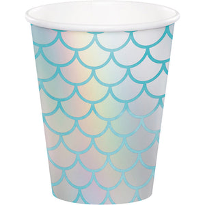 Bulk Pack of 16 Mermaid Shine Hot/Cold Paper Cups 9 Oz Foil