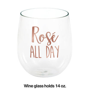 Bulk Pack of 3 Rose' All Day 14 Oz Stemless Wine Glass