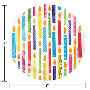 Bulk Pack of 24 Bright Birthday Paper Dessert Plates