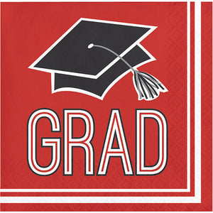 Bulk Pack of 72 Red Graduation Beverage Napkins