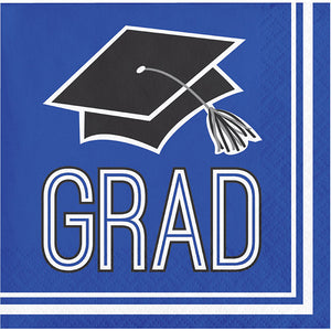 Bulk Pack of 72 Blue Graduation Beverage Napkins