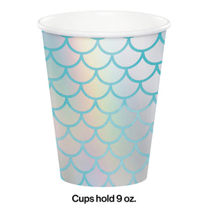 Bulk Pack of 16 Mermaid Shine Hot/Cold Paper Cups 9 Oz Foil