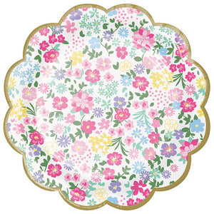 Bulk Pack of 16 Floral Tea Party Scalloped Plate 7" Assorted Florals