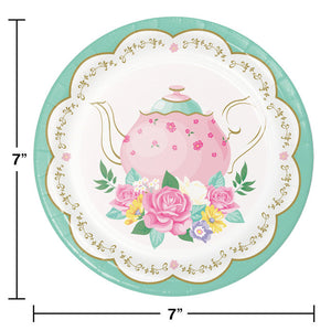 Bulk Pack of 24 Floral Tea Party Paper Dessert Plates