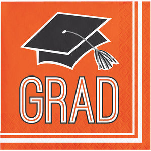 Bulk Pack of 72 Orange Graduation Beverage Napkins