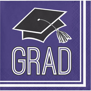 Bulk Pack of 72 Purple Graduation Beverage Napkins