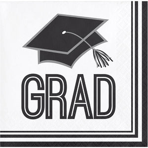 Bulk Pack of 72 White Graduation Beverage Napkins