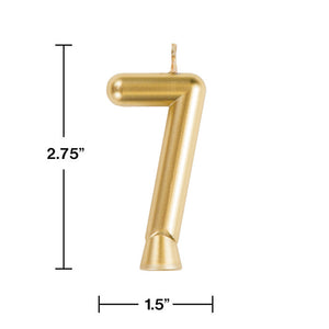 Bulk Pack of 3 Gold 7 Candle