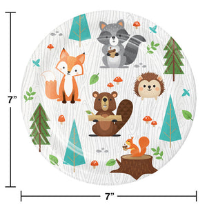 Bulk Pack of 24 Wild One Woodland Animals Paper Dessert Plates