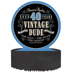 Bulk Pack of 2 Vintage Dude 40th Birthday Centerpiece