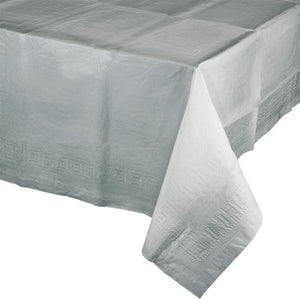 Bulk Pack of 2 Shimmering Silver Tablecover 54"X 108" Polylined Tissue