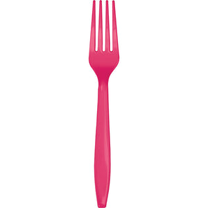 Bulk Pack of 48 Hot Magenta Pink Plastic Forks