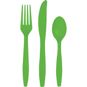 Bulk Pack of 54 Fresh Lime Green Assorted Cutlery