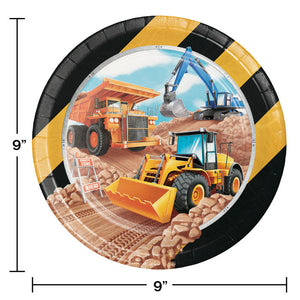 Bulk Pack of 16 Big Dig Construction Paper Plates