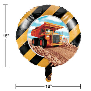 Bulk Pack of 2 Big Dig Construction Metallic Balloon 18"