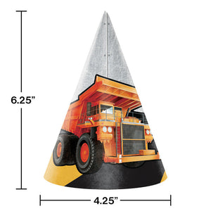 Bulk Pack of 16 Big Dig Construction Party Hats