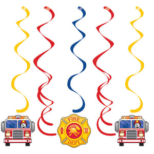 Bulk Pack of 10 Fire Truck Swirl Decorations