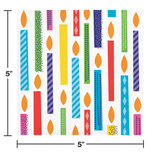 Bulk Pack of 48 Bright Birthday Beverage Napkins