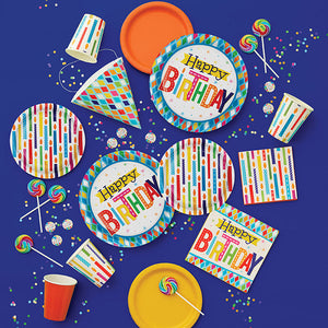 Bulk Pack of 16 Bright Birthday Party Hats