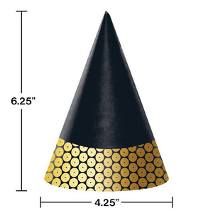 Bulk Pack of 16 Gold Sequin Party Hats