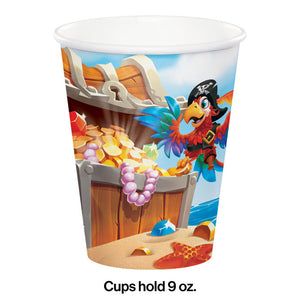 Bulk Pack of 16 Pirate Treasure Hot/Cold Paper Cups 9 Oz