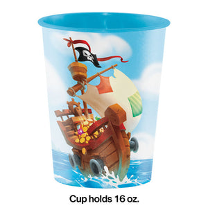 Bulk Pack of 4 Pirate Treasure Plastic Keepsake Cup 16 Oz