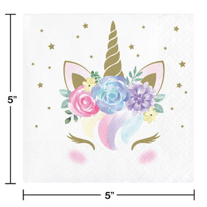 Bulk Pack of 48 Unicorn Baby Shower Beverage Napkins