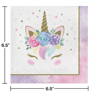 Bulk Pack of 32 Unicorn Pastel Baby Shower Napkins