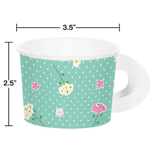 Bulk Pack of 16 Floral Tea Party 8 oz Treat Cups