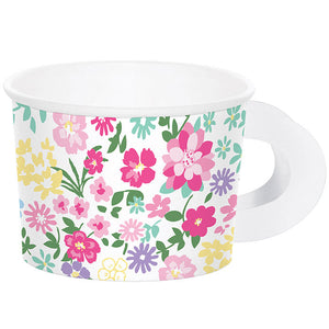 Bulk Pack of 16 Floral Tea Party 8 oz Treat Cups