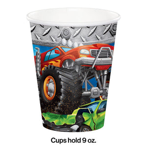 Bulk Pack of 16 Monster Truck Rally Hot/Cold Paper Cups 9 Oz