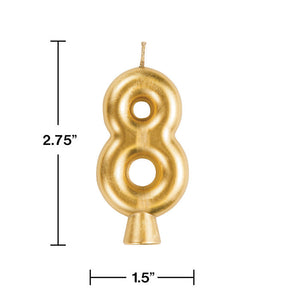 Bulk Pack of 3 Gold 8 Candle