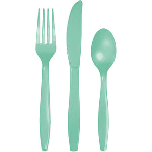 Bulk Pack of 48 Fresh Mint Green Assorted Plastic Cutlery