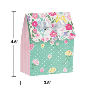 Bulk Pack of 12 Floral Tea Party Favor Bag W/Ribbon