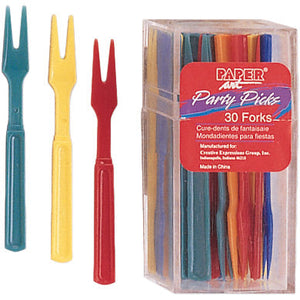 Bulk Pack of 60 Assorted Color Cocktail Forks