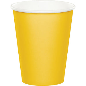 Bulk Pack of 24 School Bus Yellow Hot/Cold Paper Cups 9 Oz